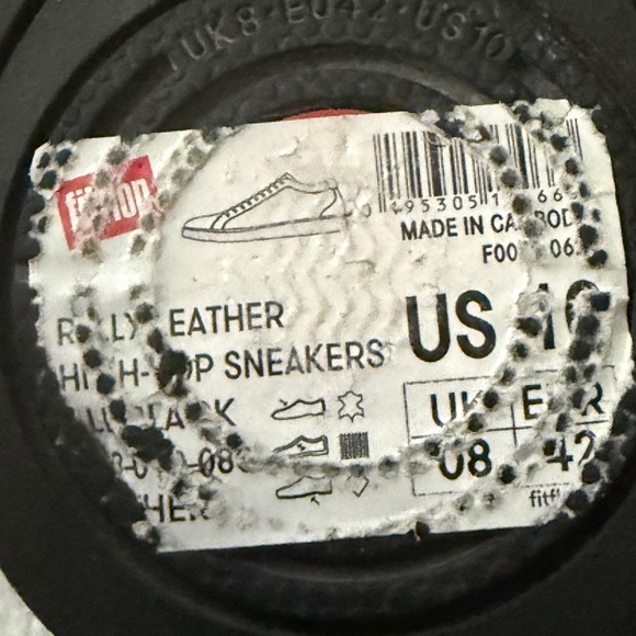 Fitflop Black Leather Rally Sneakers High Top Lace Up Side Zipper Women's Sz 10 - Picture 11 of 11